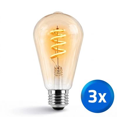 Zigbee e27 spiraal filament lamp dual white st64 amberkleurig - voordeelset van 3