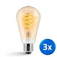 Zigbee e27 spiraal filament lamp dual white st64 amberkleurig - voordeelset van 3