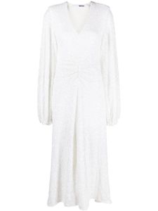 ROTATE BIRGER CHRISTENSEN robe longue ornée de sequins à col v - Blanc