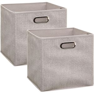 Set van 2x stuks opbergmand/kastmand 29 liter beige linnen 31 x 31 x 31 cm