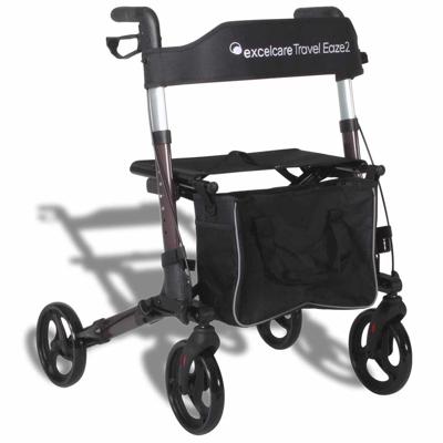 Lichtgewicht rollator Travel Eaze 2 (8 kg) | ExcelCare | Dubbel inklapbaar | Coffee Brown | 24300600