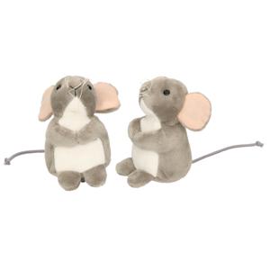 Knuffeldier Muis - 2x - zachte pluche stof - premium kwaliteit knuffels - grijs - 11 cm