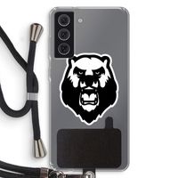 Angry Bear (white): Samsung Galaxy S21 FE Transparant Hoesje met koord