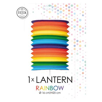 Globos Papieren lantaarn regenboog, 16cm
