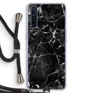 Zwart Marmer 2: Oppo A91 Transparant Hoesje met koord