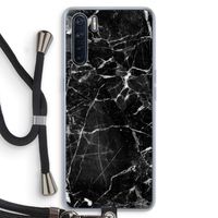 Zwart Marmer 2: Oppo A91 Transparant Hoesje met koord
