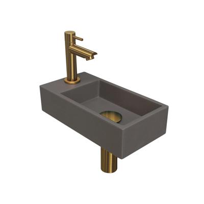 INK - Fonteinpack Quartz Links incl. Fonteinkraan - Design Sifon - Design Plug en Montageset - 360x180x90 Mm - Quartz Beton/mat Goud