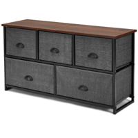 Opberg Ruimte met 5 Laden Stoffen Commode met Metalen Frame Vintage Handgrepen en Houten Plaat voor Slaapkamer Entree Hal