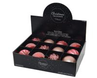 Decoris Kerstballen mix glas ds a 12 stuks roze