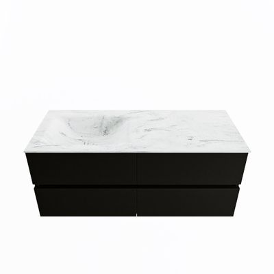 MONDIAZ VICA-DLUX 120cm badmeubel onderkast Urban 4 lades. Inbouw wastafel CLOUD links 1 kraangat, kleur Opalo.