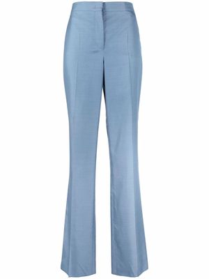 Ferragamo pantalon en soie à taille haute - Bleu