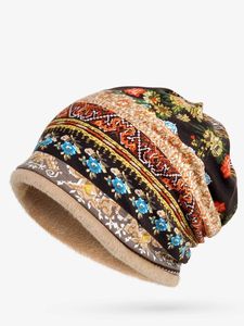 Retro Tribal Printed Cotton Fleece Dual Use Scarf Beanie Hat