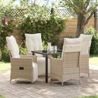 5-delige tuinset met kussens in beige poly rattan