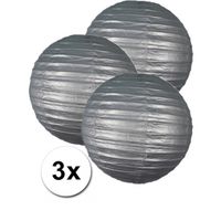 Zilveren bol versiering lampionnen 35 cm 3 stuks - thumbnail