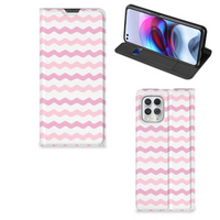 Motorola Moto G100 Hoesje met Magneet Waves Roze - thumbnail