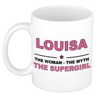 Naam cadeau mok/ beker Louisa The woman, The myth the supergirl 300 ml   -