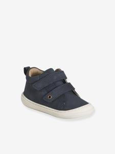 Soepele leren laarsjes voor de eerste stapjes van baby's marineblauw
