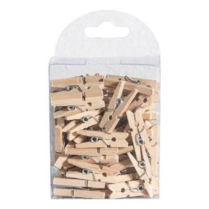 Hobby mini wasknijpers - 50x - naturel - hout- 2,5 cm