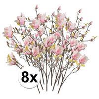 8x Roze Magnolia kunstbloemen tak 105 cm