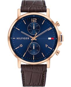 Tommy Hilfiger chronograaf Herenhorlogemet bruine leren band, 44 mm