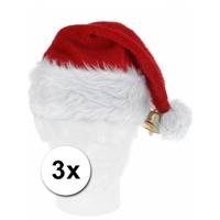 Pluche Kerstmuts - 3x - met bel - voor volwassenen - 57 cm
