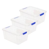 3x stuks opslagboxen/bakken/organizers met deksel 16 liter 40 x 30 x 21 cm transparant plastic - Opbergbox - thumbnail