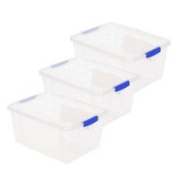 3x stuks opslagboxen/bakken/organizers met deksel 16 liter 40 x 30 x 21 cm transparant plastic - Opbergbox