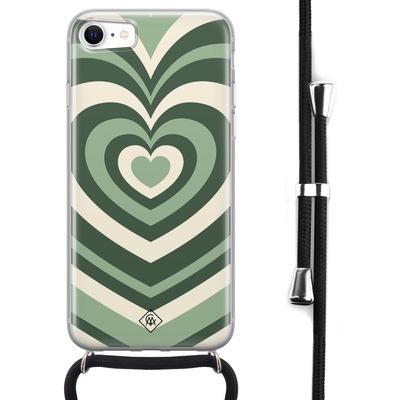 iPhone SE 2020 hoesje met koord - Hart groen swirl