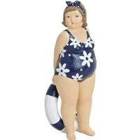 Beeldje - dikke dame met reddingsboei - polystone - 12 cm