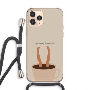 Aggressively drinks coffee: iPhone 11 Pro Transparant Hoesje met koord