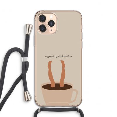 Aggressively drinks coffee: iPhone 11 Pro Transparant Hoesje met koord