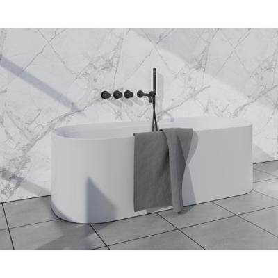 Fortifura Nebbio Badcombinatie-set - thermostaatkraan - inbouwdeel - 2x uitbreiding inbouwdeel - wandaansluitbocht - gladde doucheslang - staaf handdouche - uitloop - mat zwart SW1183065 SW1183076 SW1183078 SW542644 SW706210 SW