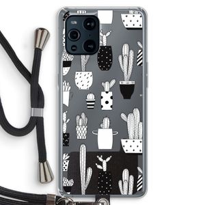 Cactusmotief: Oppo Find X3 Pro Transparant Hoesje met koord