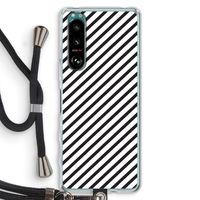 Strepen zwart-wit: Sony Xperia 5 III Transparant Hoesje met koord