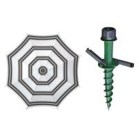 Parasol met dikke grondharing - zwart/wit mix - polyester - Dia 180 cm - voor het strand - Zomers