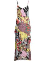 MOSCHINO JEANS robe longue évasée à motif floral - Noir