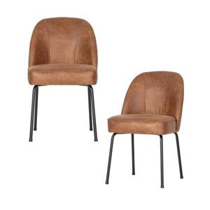 BePureHome Vogue Eetkamerstoelen - Leer - Cognac - Set van 2