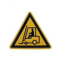 Sticker Pas Op Heftruck - 200 mm driehoek. Sticker Pas Op Heftruck - 200 mm driehoek.