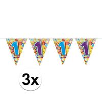 3x Mini vlaggetjeslijn slingers verjaardag  versiering 1 jaar   -