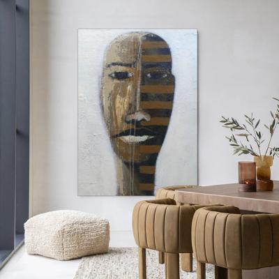 Urban Cotton Wandkleed 'Head 1' 110 x 145cm in Frame - black