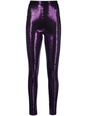 Alexandre Vauthier legging brodé de sequins à taille haute - Violet