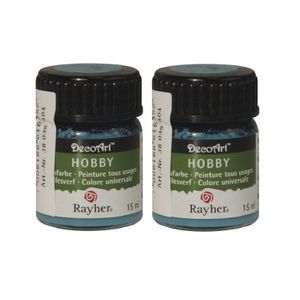 2x Turquoise acrylverf/allesverf potjes 15 ml hobby/knutsel