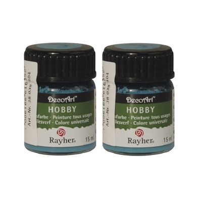 2x Turquoise acrylverf/allesverf potjes 15 ml hobby/knutsel