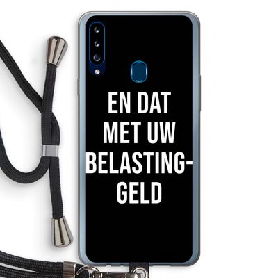 Belastinggeld - Zwart: Samsung Galaxy A20s Transparant Hoesje met koord