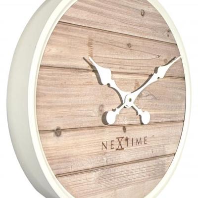 NeXtime klok 3134wi plank, ø50 cm, wall, white