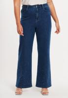 Yoek Jeans wide leg 5-pocket met strass | Indigo | Maat 48