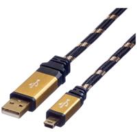 ROLINE GOLD USB 2.0 Kabel, type A - 5-Pin Mini, zwart 0,8m - thumbnail