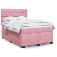 Boxspring met matras fluweel roze 160x200 cm Boxspring met matras fluweel roze 160x200 cm