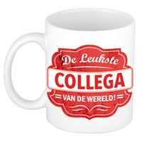 De leukste collega van de wereld cadeau mok / beker wit met rood embleem 300 ml - thumbnail