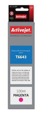 Activejet AE-664M inktfles voor Epson printer, Vervanging Epson T6643; Supreme; 100 ml; magenta